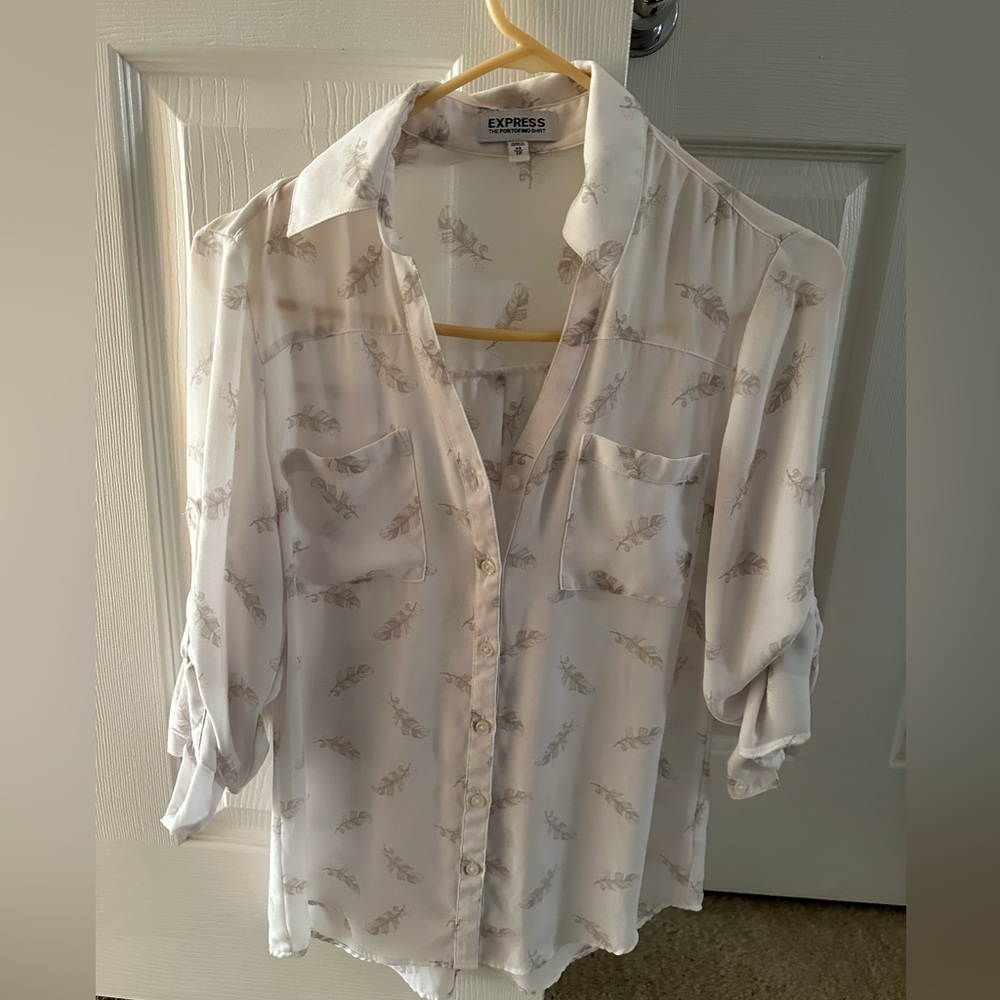 Express Portofino Feather button up blouse